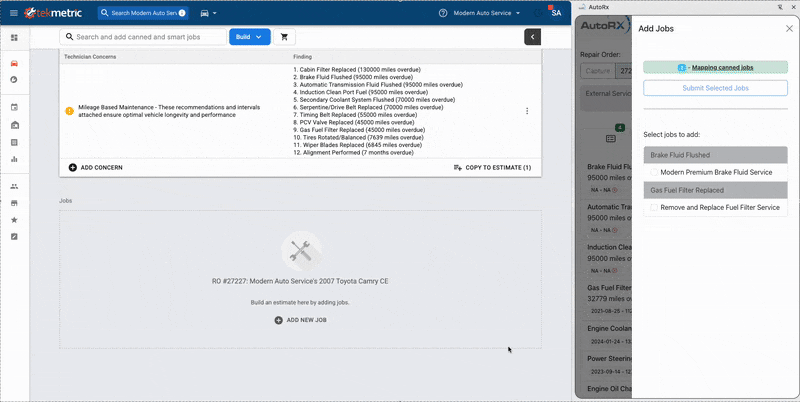 AutoRx Chrome extension canned jobs